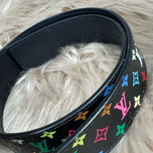 Authentic Louis Vuitton Murakami Black Monogram Belt Size 75 XS - Picture 6 of 13